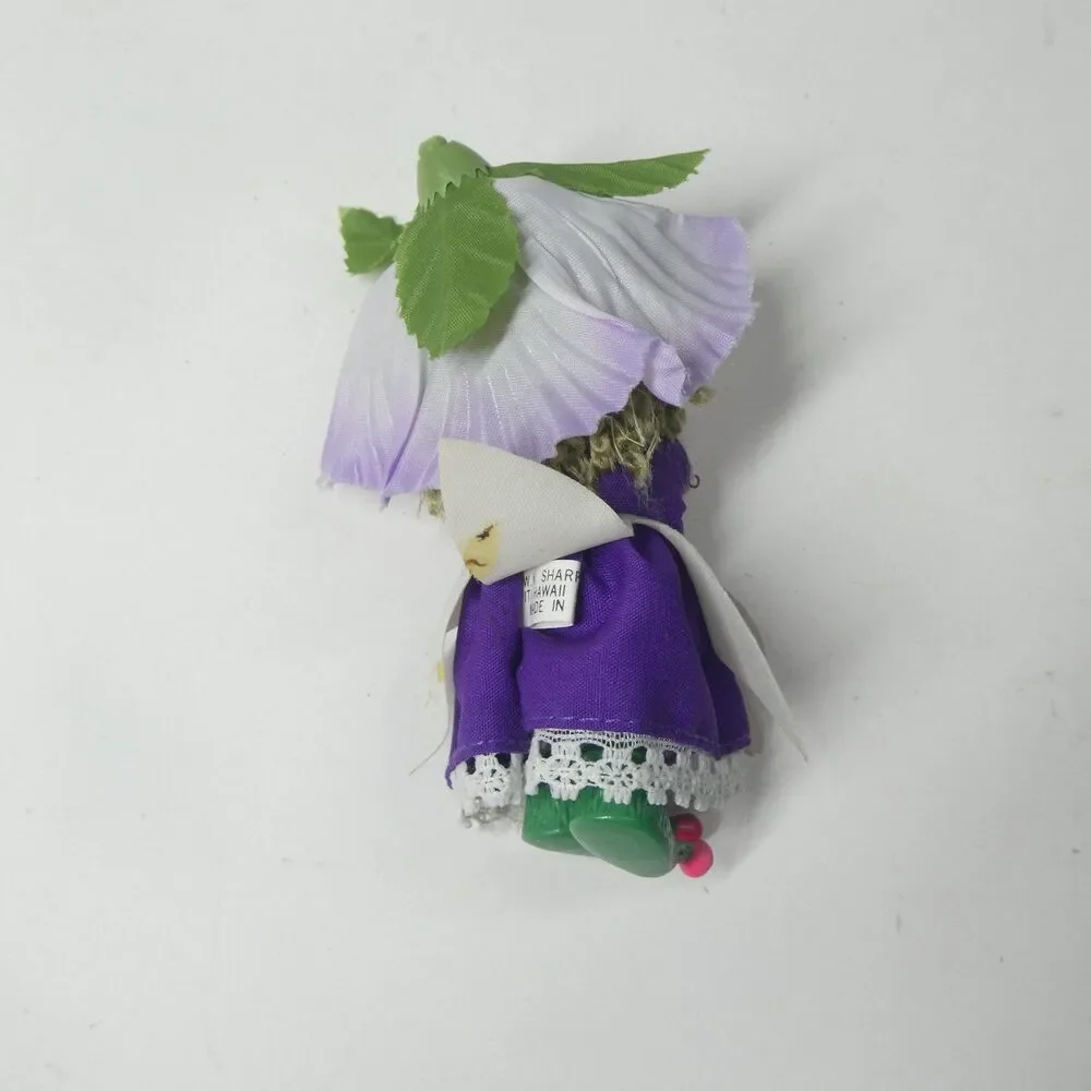 Flower Fairy Mini Doll Vintage Purple 1982 Sharpe Ltd. Korea 1980s